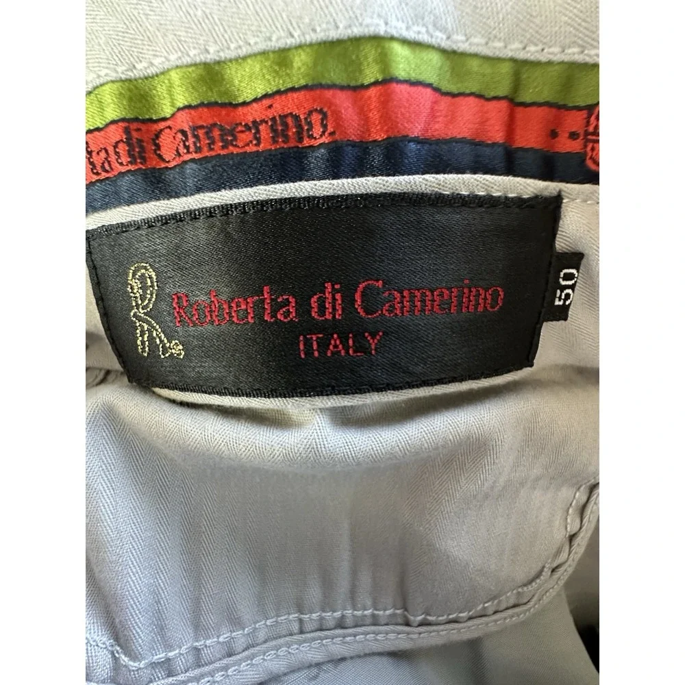 Roberta di Camerino Pants Mens Size 50 Dark Gray Striped Suit Pleated Pockets‎